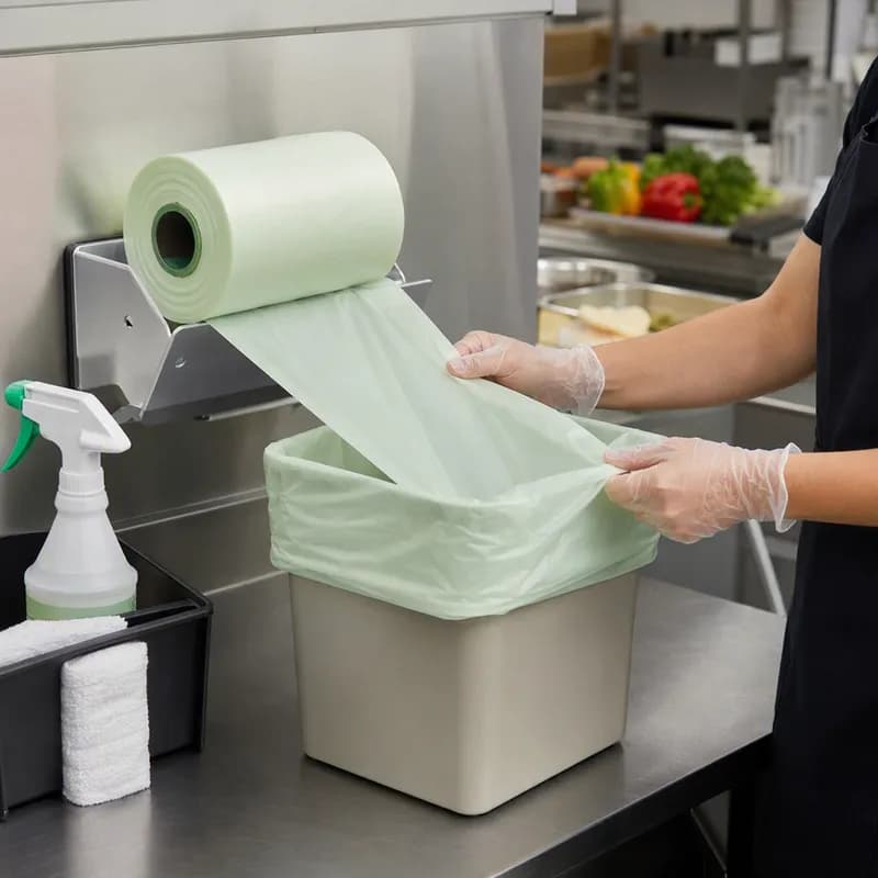 Compostable Liner 15X18 IN Green 9MIC Bag Pull N Pack 475 Count/Roll 4 Rolls/Case 1900 Count/Case