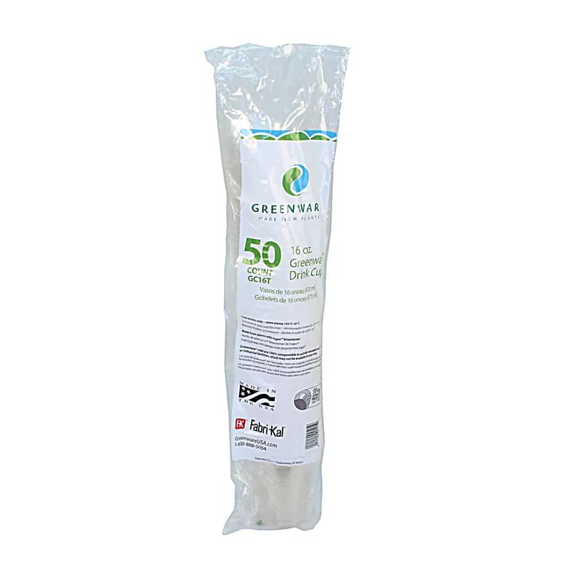 Greenware® Cup Tall 16 FLOZ PLA Clear 50 Count/Pack 20 Packs/Case 1000 Count/Case