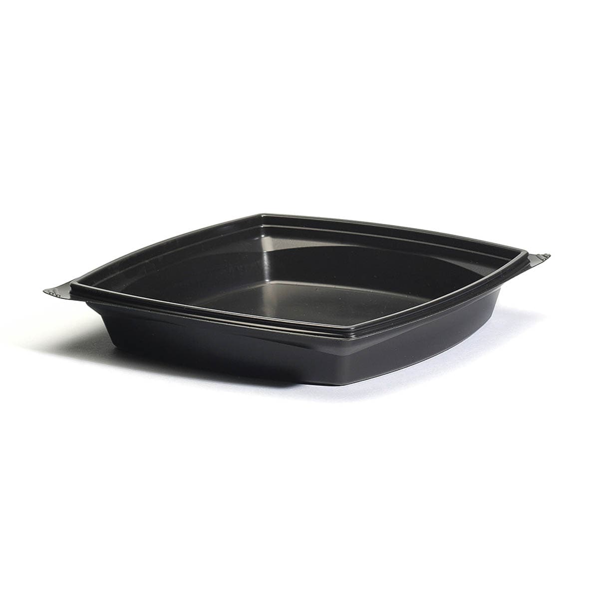 The BOTTLEBOX ® Take-Out Container Base 9X9X1.6 IN RPET Black Square 400/Case