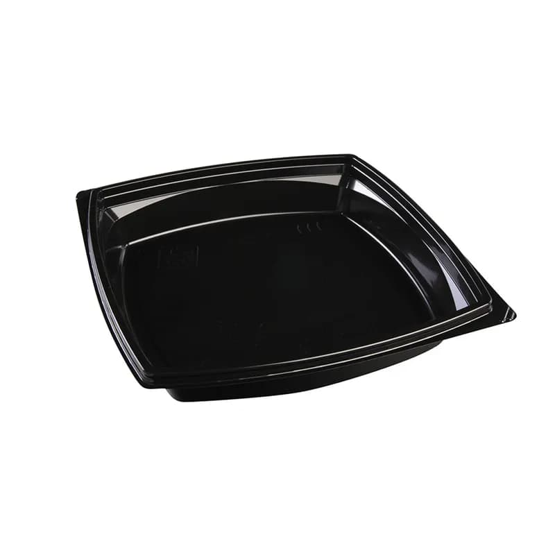 The BOTTLEBOX ® Take-Out Container Base 9X9X1.6 IN RPET Black Square 400/Case