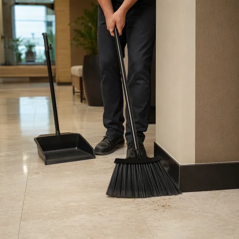Lobby Broom 39X7.5 IN Black Plastic Angled 1/Each