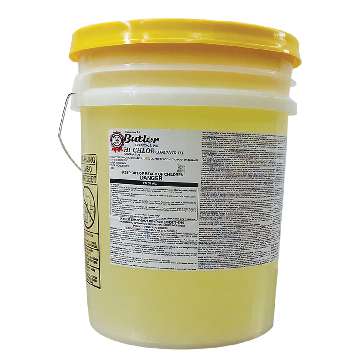 Hi-Chlor 10% Dishmachine Sanitizer Liquid Yellow Lid 1/Pail