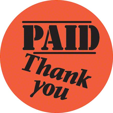 Paid Thank You Label 1.5 IN Round 500/Roll