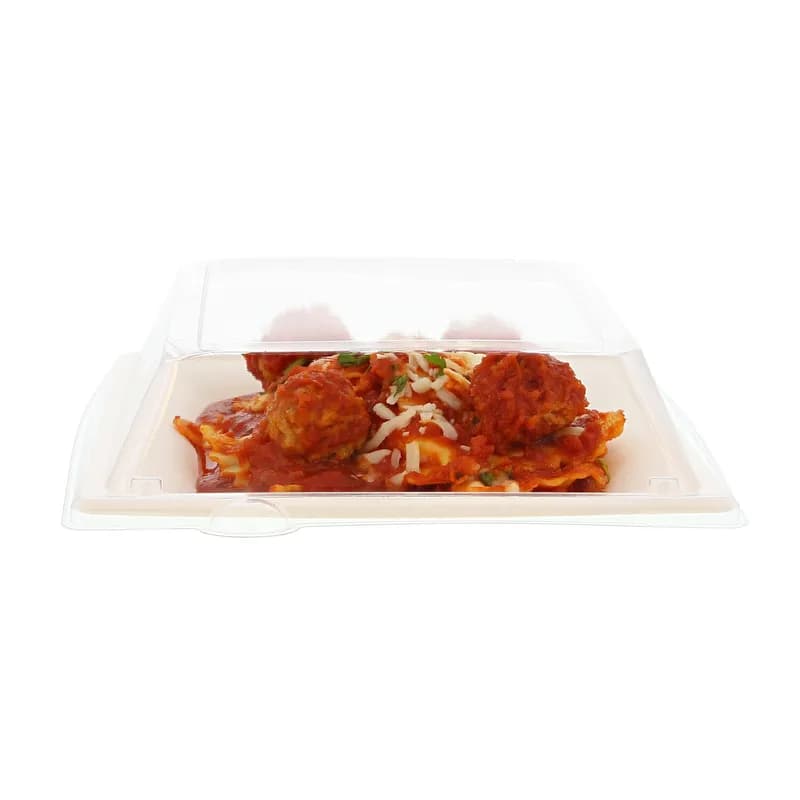 PrimeWare® Lid 8X8 IN PET Clear Square For Plate Freezer Safe 125 Count/Pack 4 Packs/Case