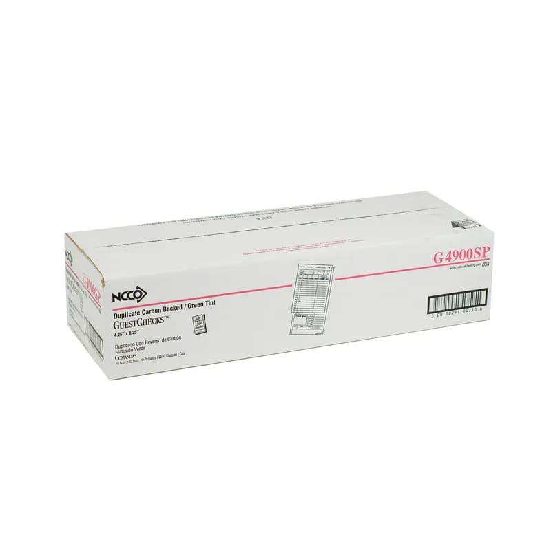 Guest Check 4.25X8.25 IN Green Large Duplicate Carbon-Backed 50 Count/Pack 50 Packs/Case