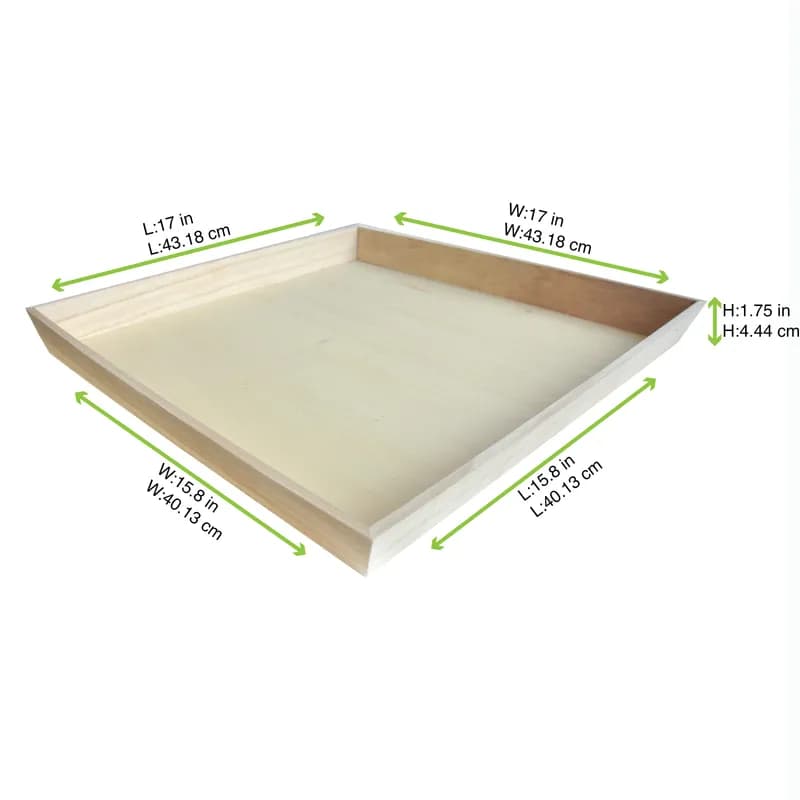NOAH39 Serving Tray 15.4X15.4X1.6 IN Wood Natural Square Heavy Duty 1 Count/Pack 10 Packs/Case 10 Count/Case