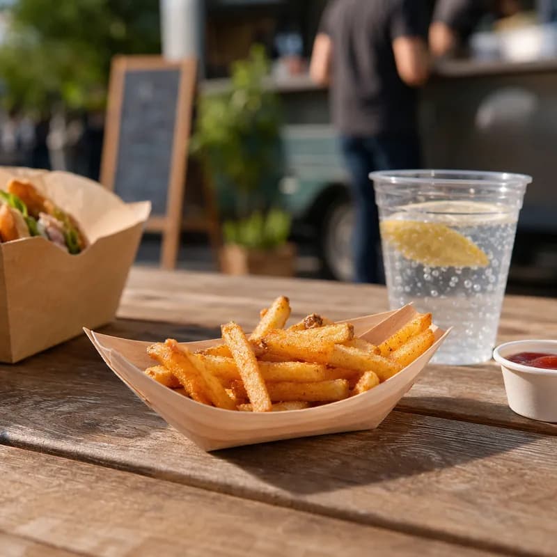 Food Tray 5.3 IN Wood Boat 500/Case