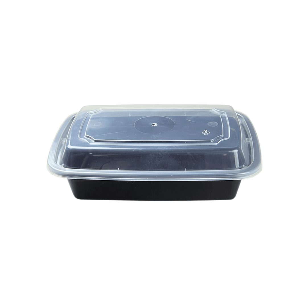 Take-Out Container Base & Lid Combo 24 OZ Black Rectangle 150/Case