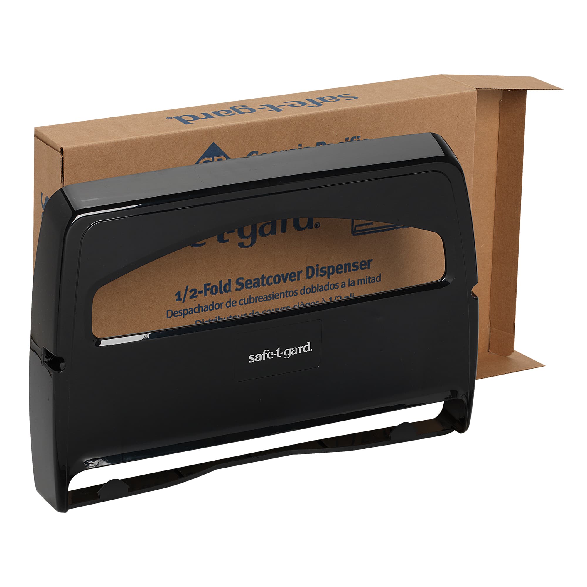 Safe-T-Gard® Toilet Paper & Seat Cover Dispenser 11.75X2.5 IN Black 1/2 Fold 1/Each