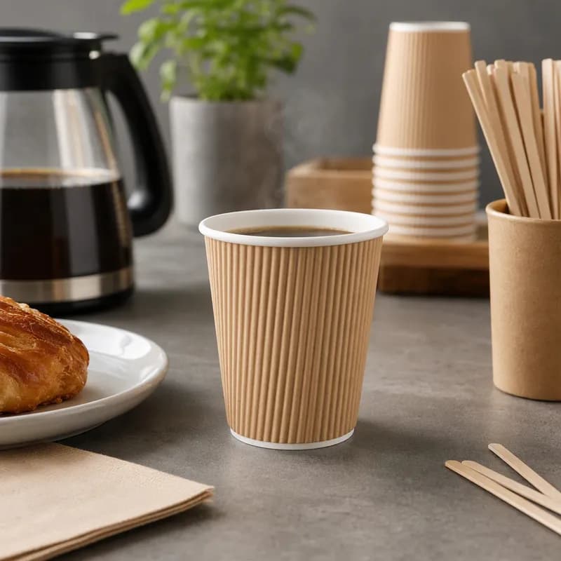 Hot Cup Ripple 8 FLOZ Paper Kraft 500/Case