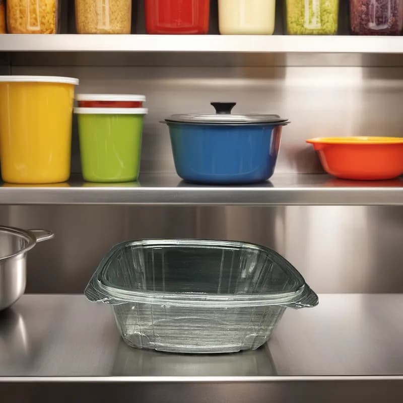 Deli Container Hinged With Flat Lid 32 OZ RPET Clear 200/Case