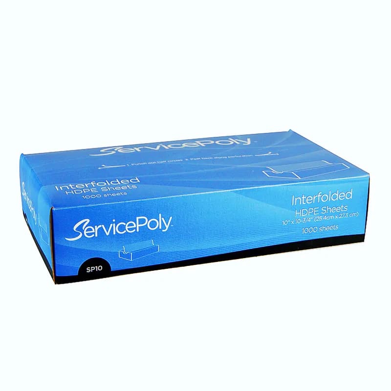 Bagcraft® ServicePoly® Sheet 10X10.75 IN HDPE Pop-Up With Dispenser Box Interfold 1000 Count/Box 10 Box/Case