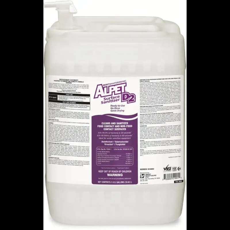 Sanitizer 5 GAL Food Contact Surface Cleaning 1/Case