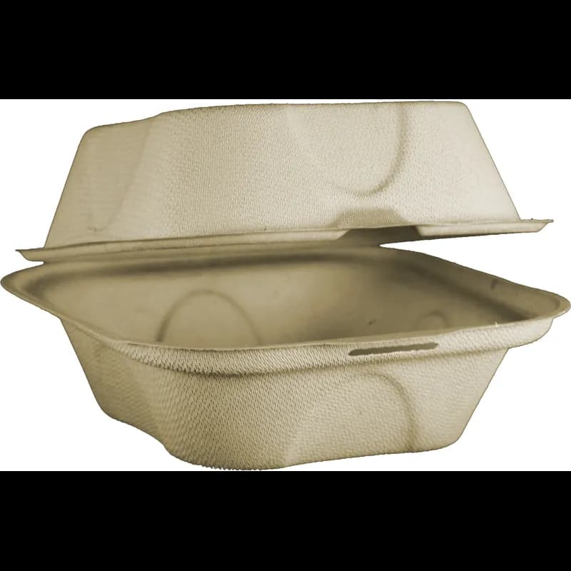 Take-Out Container Hinged 6X6X3 IN Bamboo Unbleached Plant Fiber 500/Case