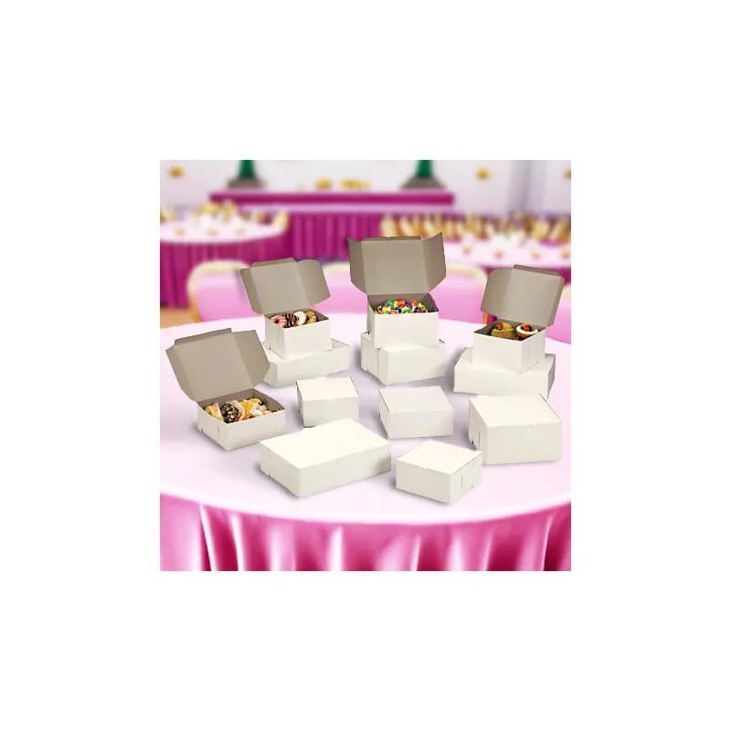 Bakery Box 10X10X4 IN White Square Lock Corner 100/Case