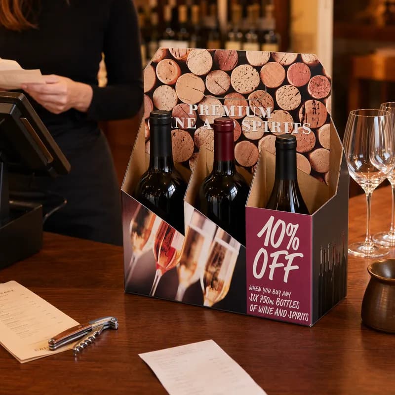 Wine Carrier 6 Compartment Gloss Graphic 10% Off 25/Case