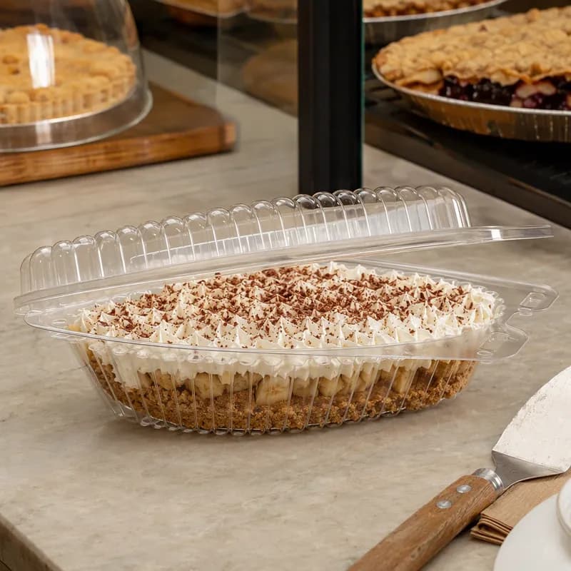 Half Pie Hinged Container With Dome Lid 9 IN OPS Clear 250/Case