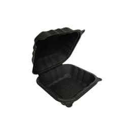 Victoria Bay Take-Out Container Hinged 6X6X3.25 IN MFPP Black Square Freezer Safe Microwave Safe 250/Case
