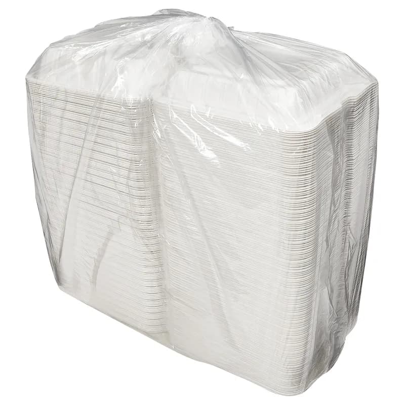 Victoria Bay Take-Out Container Hinged 9X9X3 IN 3 Compartment MFPP Ivory Square Freezer Safe Microwave Safe 150/Case