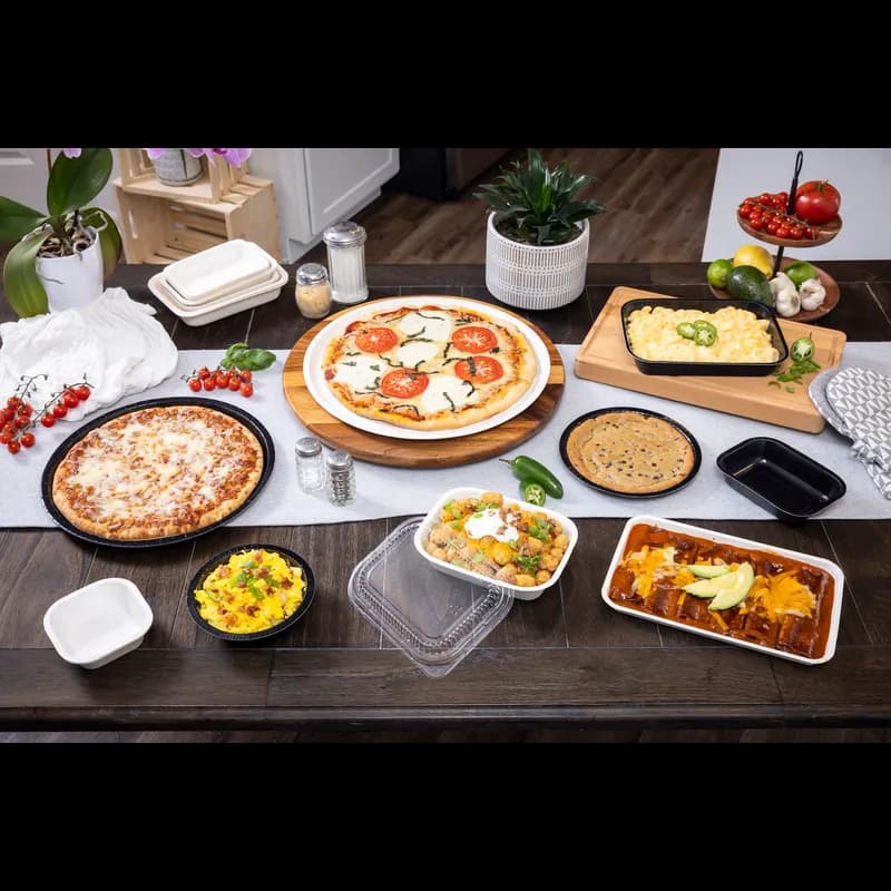 Pressware® Take-Out Tray 4.2X4.2X1.25 IN Paperboard White Brown Stoneware Dual Ovenable Freezer Safe 1500/Case