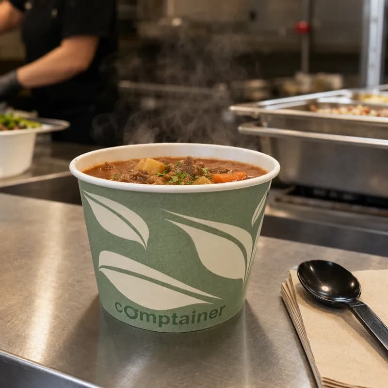 Hot Food Container Base 16 OZ Paper PLA Stock Print Round 500/Case