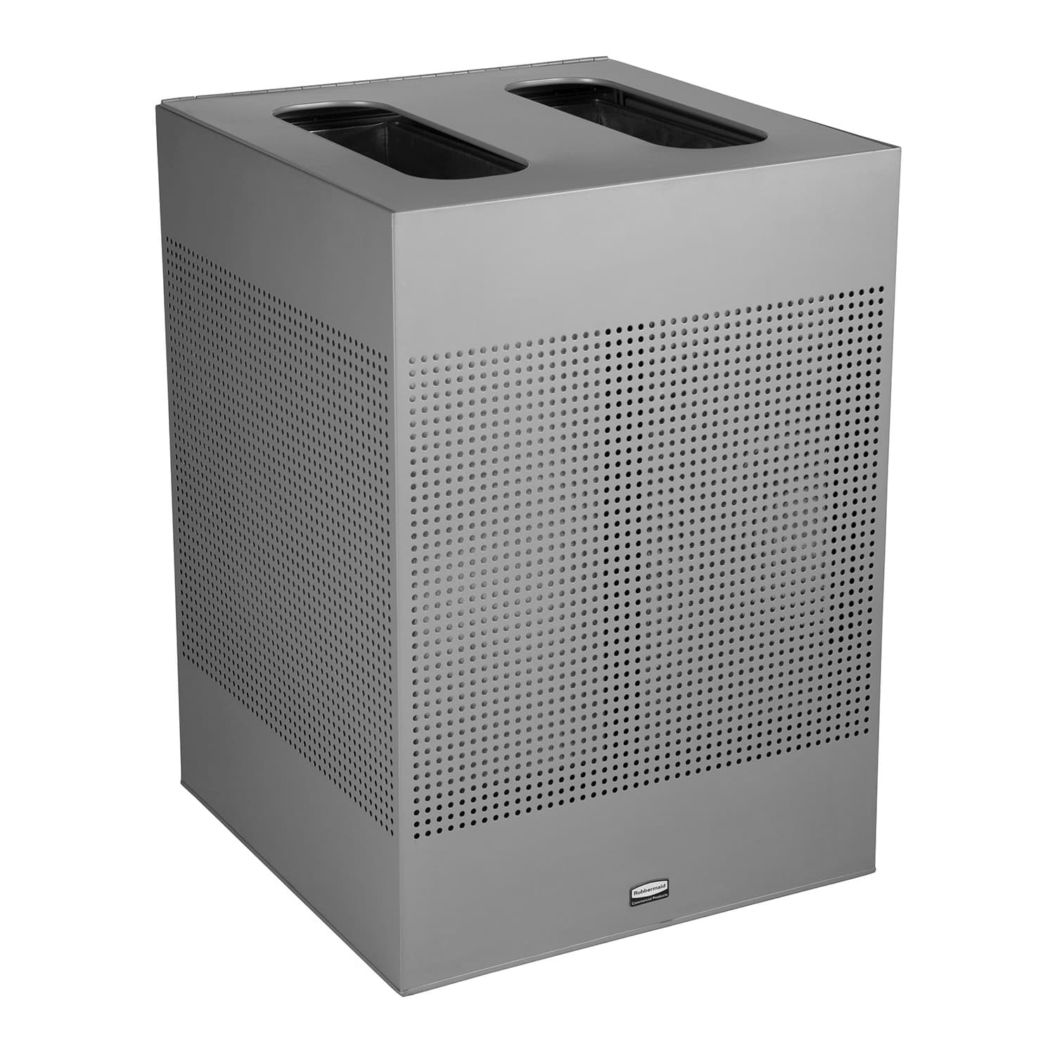 Silhouettes 2-Stream Trash Can 21.80X21.80X30.68 IN 34 GAL Stardust Silver Metallic Metal With Hinged Lid 1/Each