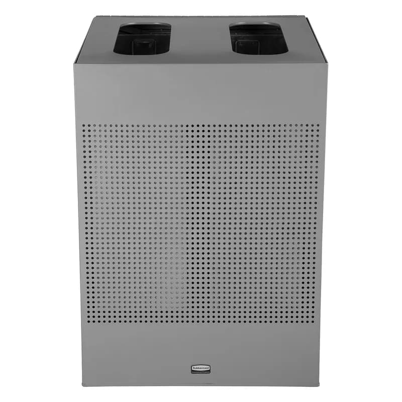 Silhouettes 2-Stream Trash Can 21.80X21.80X30.68 IN 34 GAL Stardust Silver Metallic Metal With Hinged Lid 1/Each