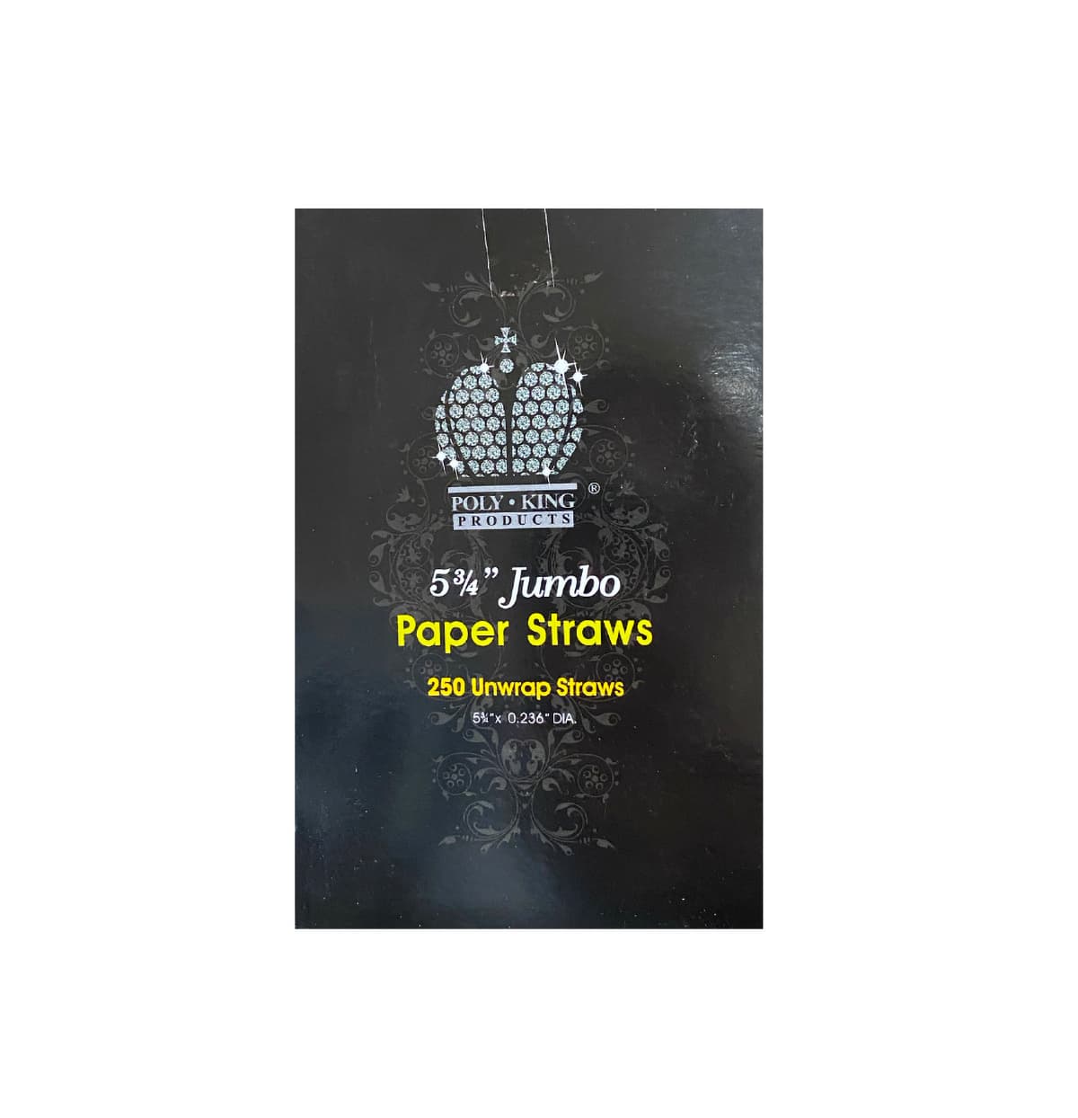 Poly King® Jumbo Straw 5.75 IN Paper Black Unwrapped 1000/Case