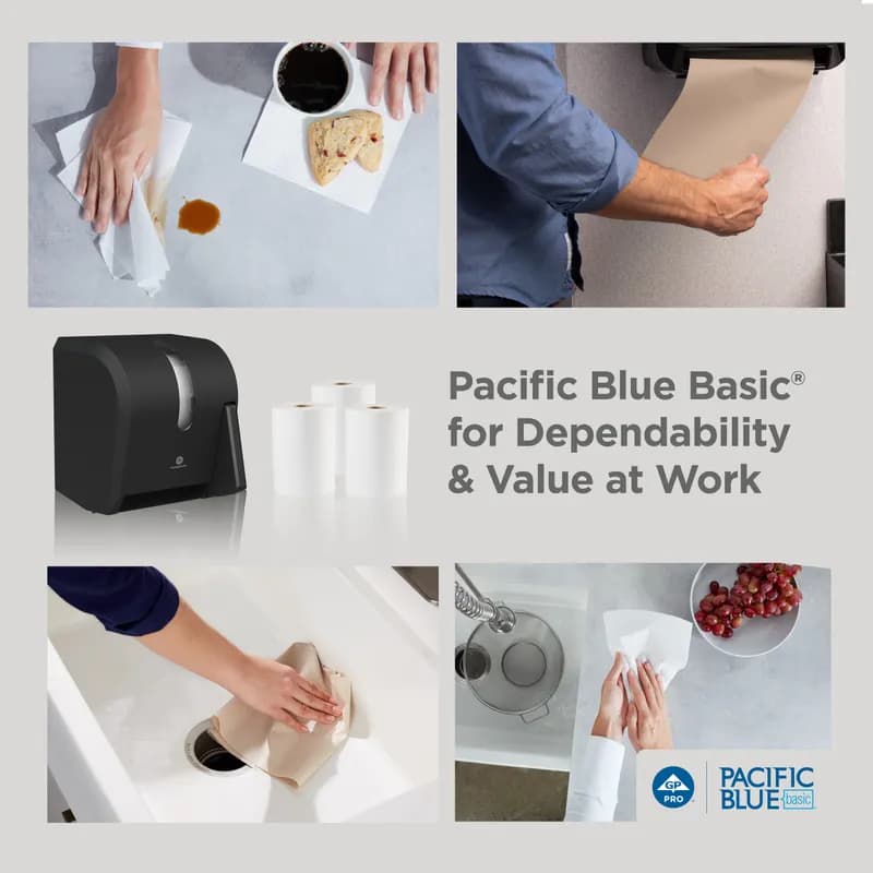 Pacific Blue Basic Roll Paper Towel 7.875IN X350FT 1PLY Kraft Standard Roll EPA Indicator 12 Rolls/Case