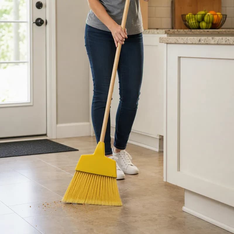 Broom 53 IN Yellow Plastic Wood Angled 1/Each