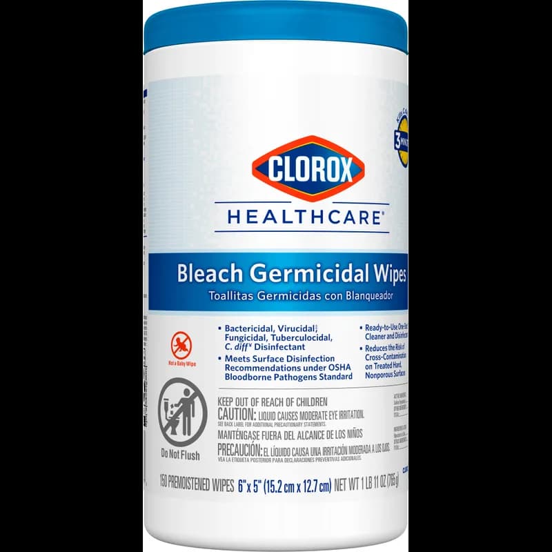 Clorox Healthcare® Bleach Germicidal Floral One-Step Disinfectant Multi Surface Wipe 150 Count/Pack 6 Packs/Case