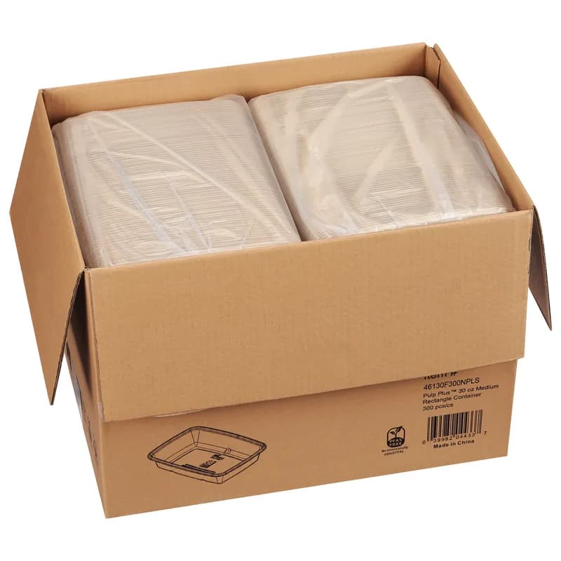 Pulp Plus™ Take-Out Container Base 6X9 IN Pulp Fiber Natural Rectangle 300/Case