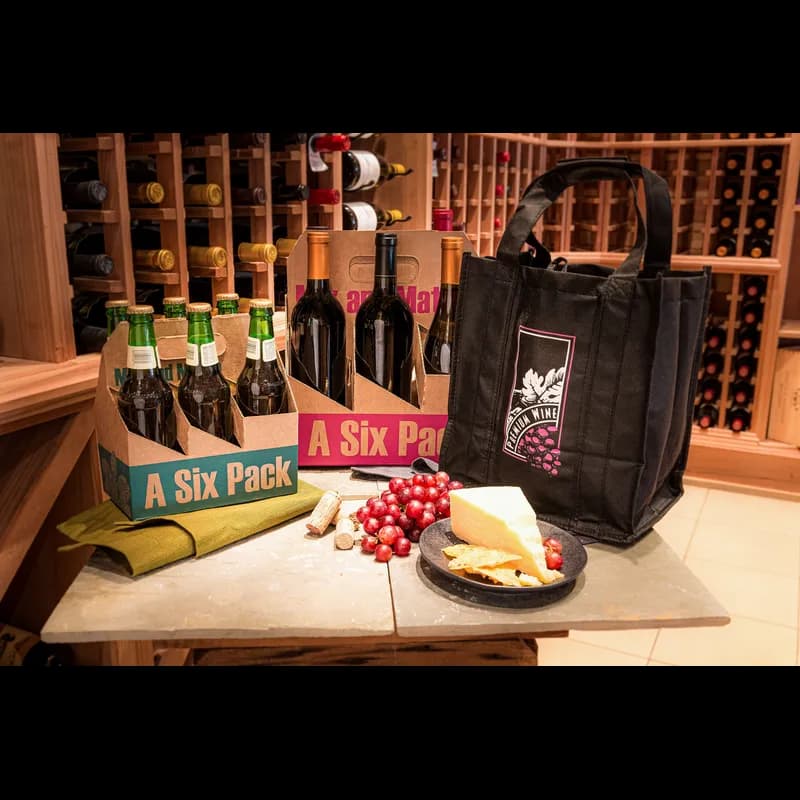 reBag Wine Bag 6 Bottle Non-Woven Polypropylene (NWPP) Black Reusable 50/Case