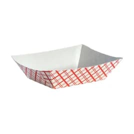 Food Tray 1 LB Paperboard Red Plaid 1000/Case
