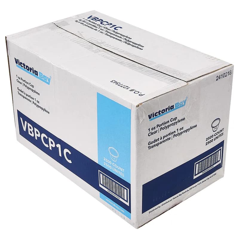 Victoria Bay Souffle & Portion Cup 1 OZ PP Clear Round 50 Count/Pack 50 Packs/Case 2500 Count/Case