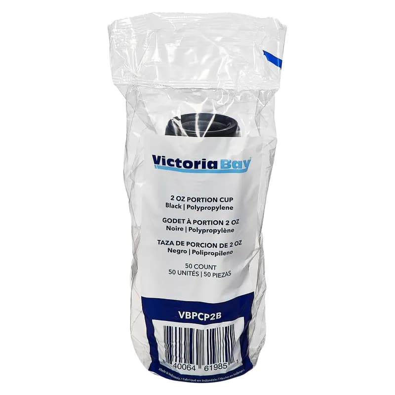 Victoria Bay Souffle & Portion Cup 2 OZ PP Black Round 50 Count/Pack 50 Packs/Case 2500 Count/Case
