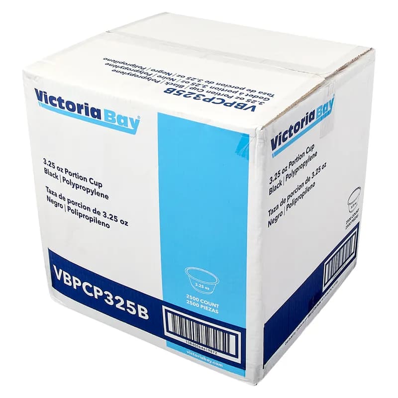 Victoria Bay Souffle & Portion Cup 3.25 OZ PP Black Round 50 Count/Pack 50 Packs/Case 2500 Count/Case