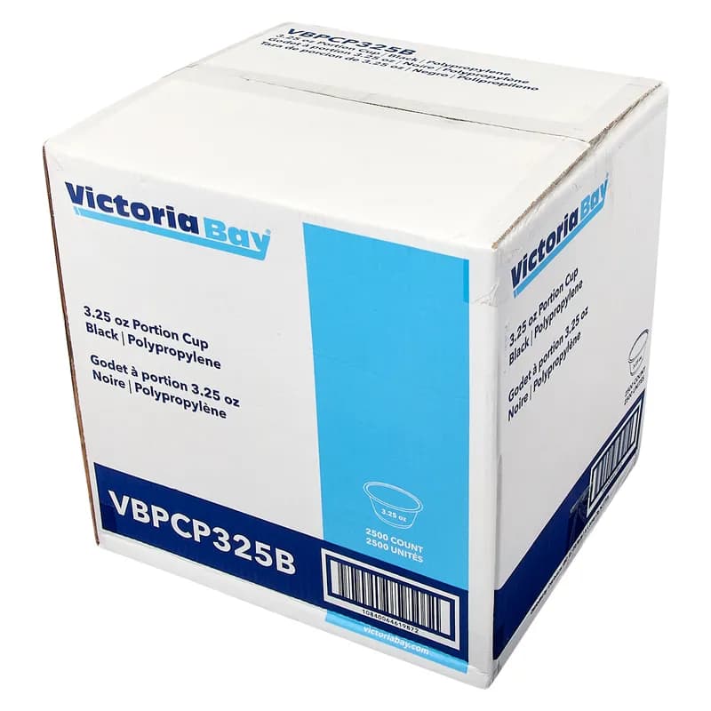 Victoria Bay Souffle & Portion Cup 3.25 OZ PP Black Round 50 Count/Pack 50 Packs/Case 2500 Count/Case