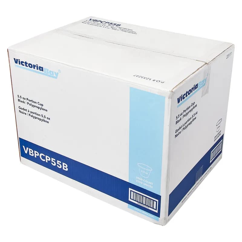 Victoria Bay Souffle & Portion Cup 5.5 OZ PP Black Round 50 Count/Pack 50 Packs/Case 2500 Count/Case