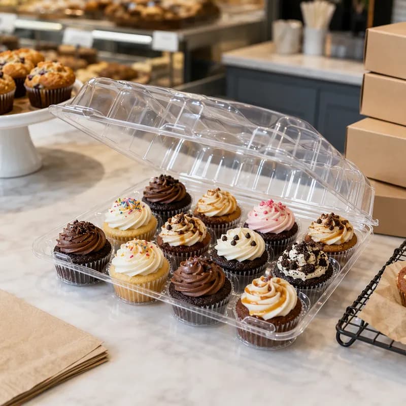 Muffin Cupcake Hinged Container 12 Compartment 100/Case