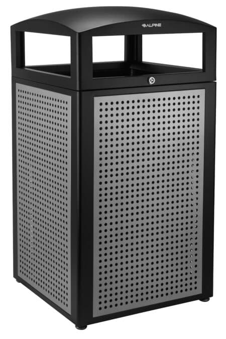 Trash Can 21.06X21.06X41.33 IN 40 GAL Stainless Steel All Weather With Steel Panels With Ash Tray Dome Top 1/Each