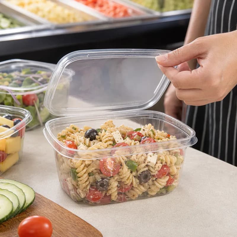 Safe Pinch® Deli Container Hinged 32 OZ PET Clear 200/Case