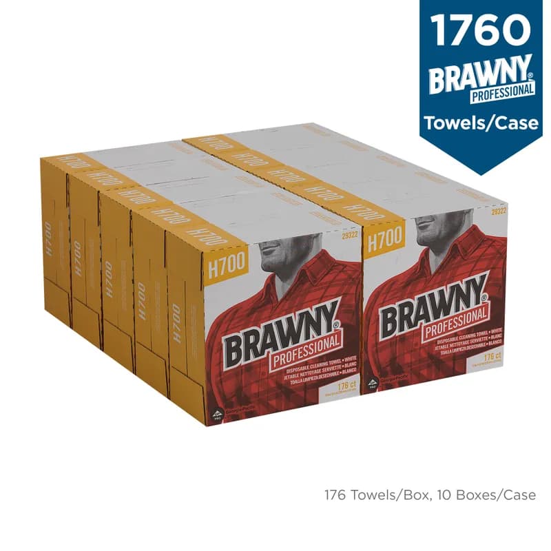 Brawny® Professional Shop Towel 12.4X9 IN Heavy White 176 Count/Box 10 Box/Case 1760 Count/Case