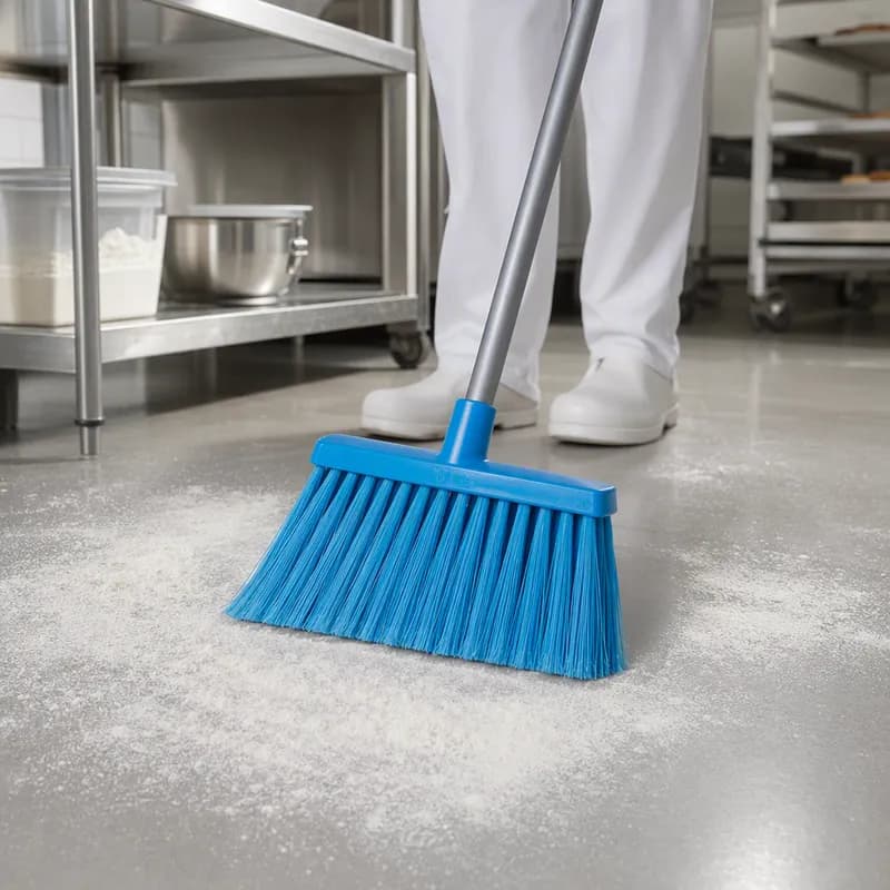Vikan® Broom 11.4X1.6X8.7 IN Blue PP Stainless Steel Polyester PET Angled Split Bristle 1/Each