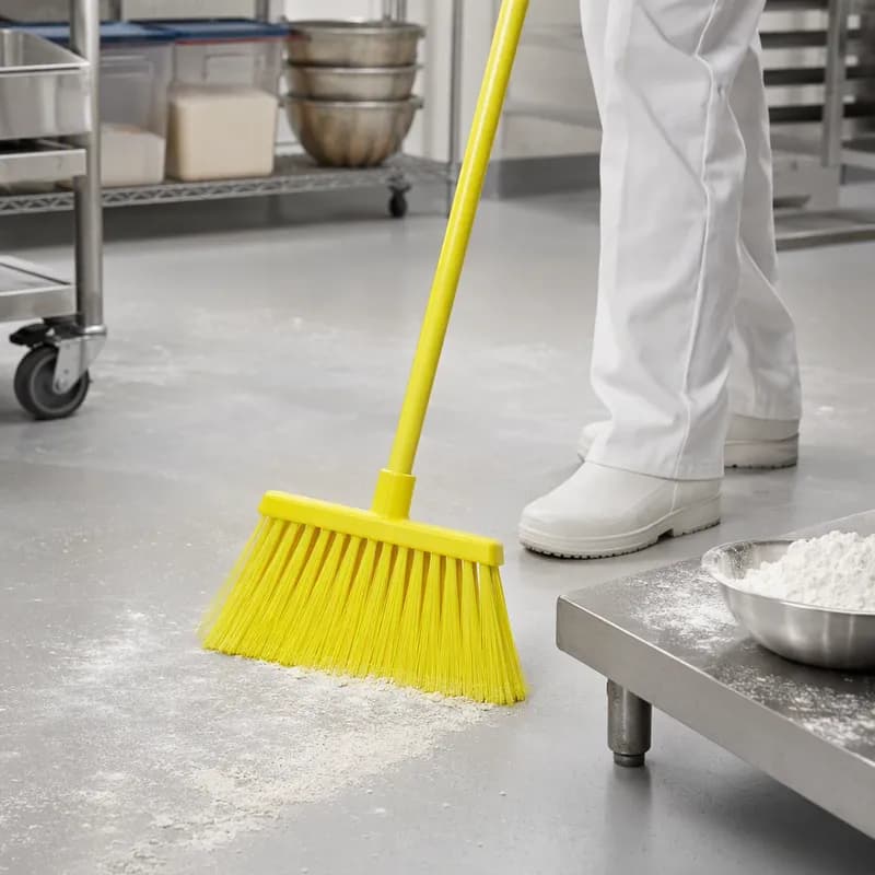 Vikan® Broom 11.4X1.6X8.7 IN Yellow PP Stainless Steel Polyester PET Angled Split Bristle 1/Each