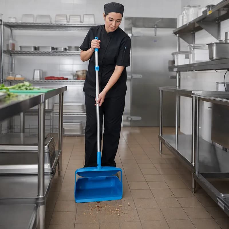Vikan® Lobby Dust Pan 14.6X7.1X47.5 IN 37IN Blue PP Anodized Aluminum 1/Each