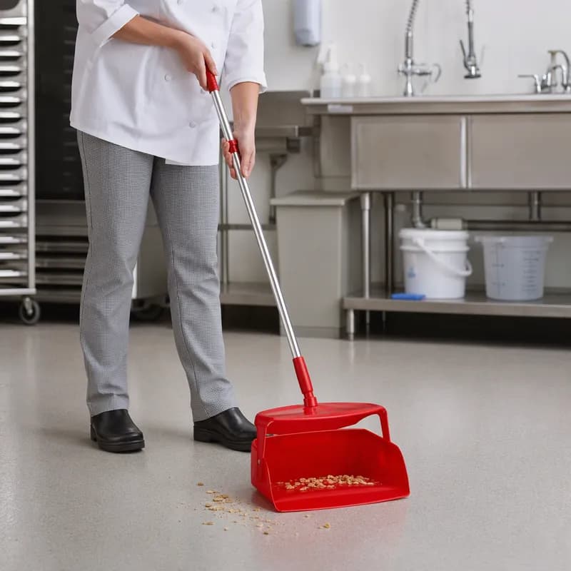 Vikan® Lobby Dust Pan 14.6X7.1X47.5 IN Red PP Anodized Aluminum 1/Each