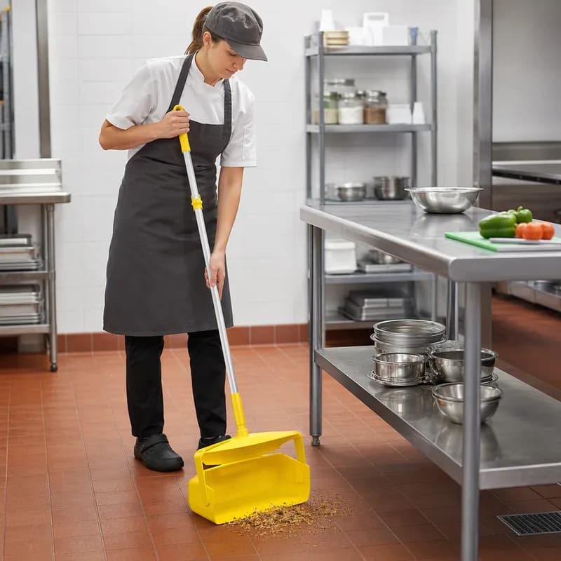 Vikan® Lobby Dust Pan 14.6X7.1X47.5 IN Yellow PP Anodized Aluminum 1/Each