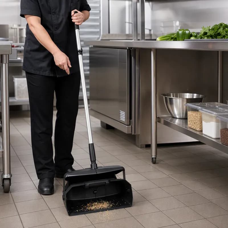 Vikan® Lobby Dust Pan 14.6X7.1X47.5 IN Black PP Anodized Aluminum 1/Each