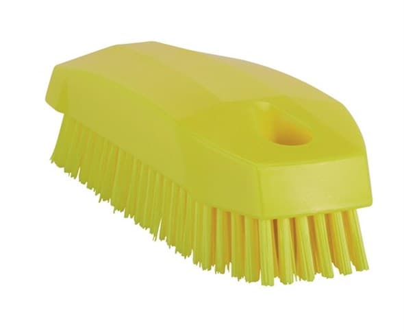 Vikan® Hand & Nail Brush 5.1X2X1.6 IN Small (SM) PP Polyester Stainless Steel Yellow Hard With Hole 1/Each